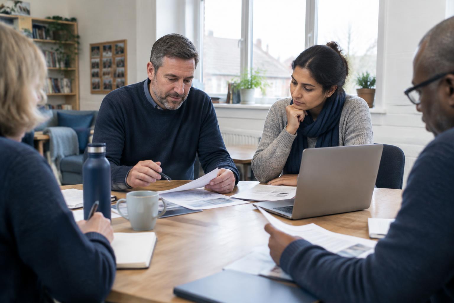Charity colleagues discussing plans together